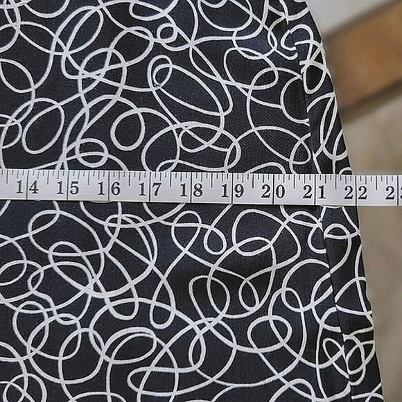 Vtg black and white scribble print summer midi skirt - Picture 10 of 15